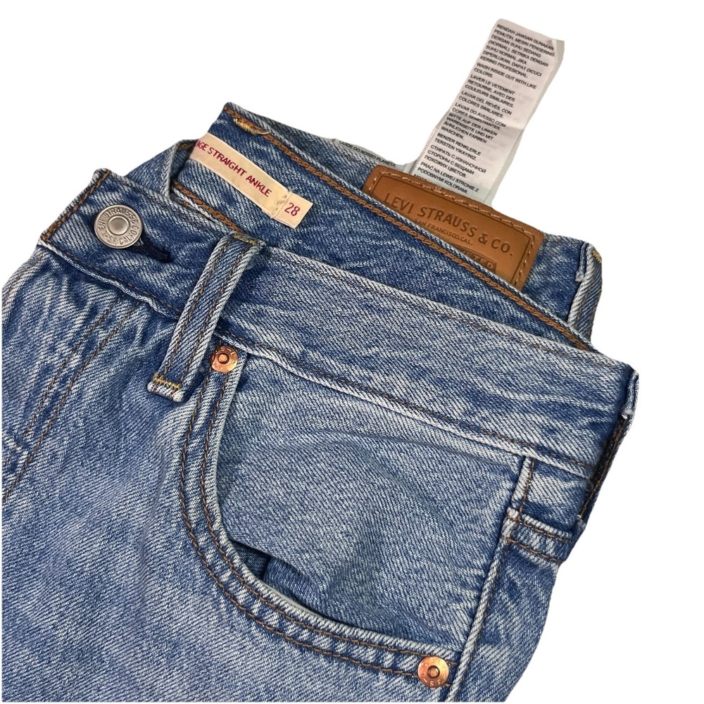 Levi's Premium Ribcage Straight Ankle Dark Wash Womens 28 X 27 Jeans Button Fly